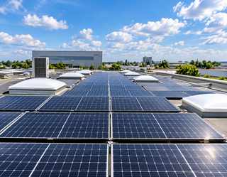 Kombination aus Photovoltaik und Gewerbespeicher auf einem gewerblichen Flachdach